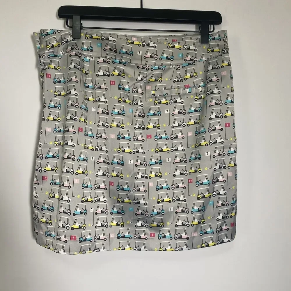 Izod Women's Skort Golf Skirt Tennis White Blue Pink Golf Cart Print Size 8 - Picture 3 of 5